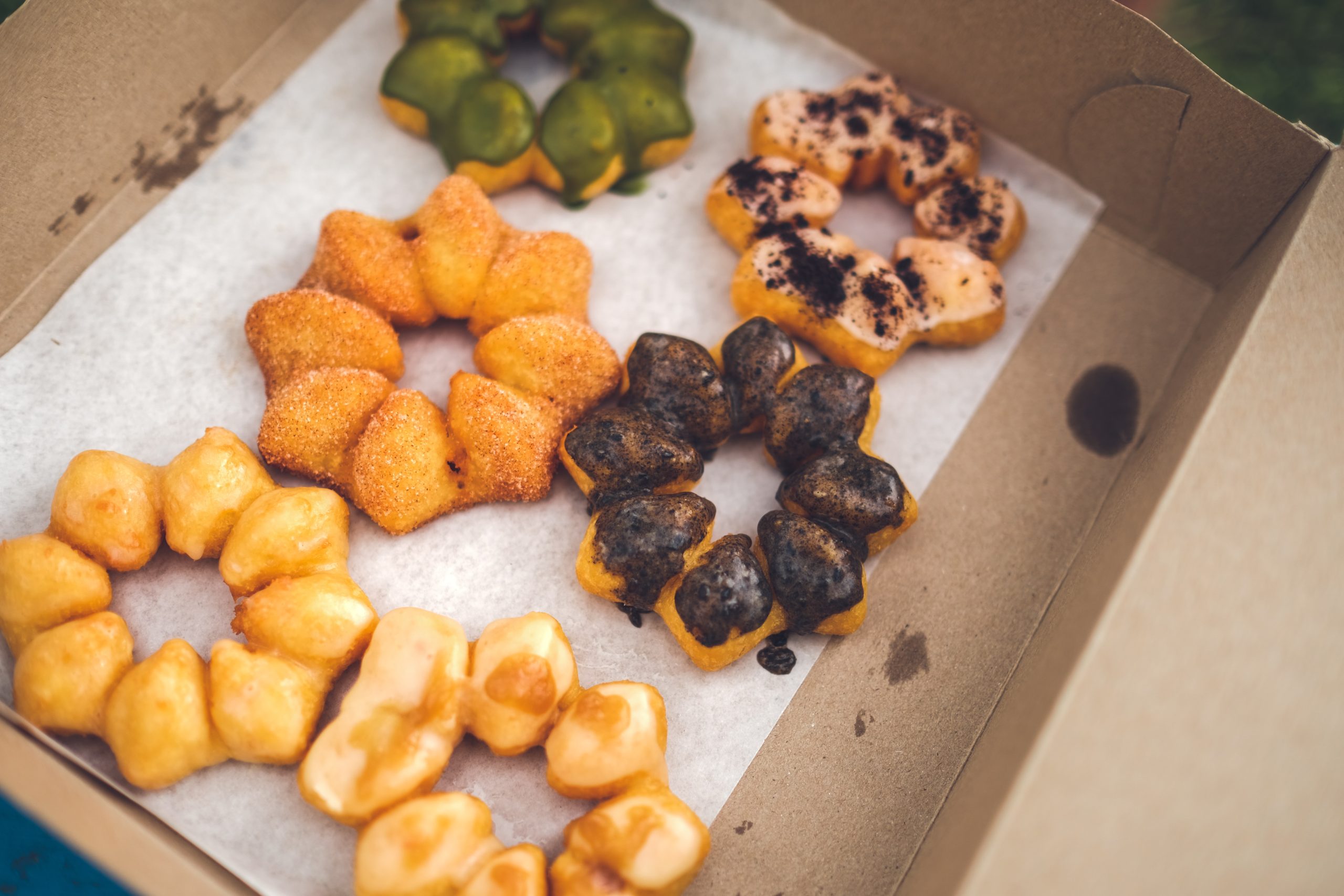 a box of mochi donuts